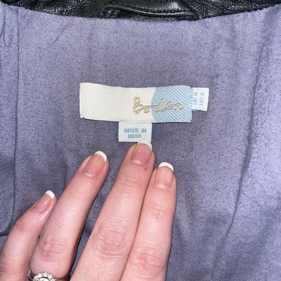 Boden Jacket Black 100% Leather Moto Biker Asymmetrical Zipper Size 4 EUC Gorg - Picture 12 of 16